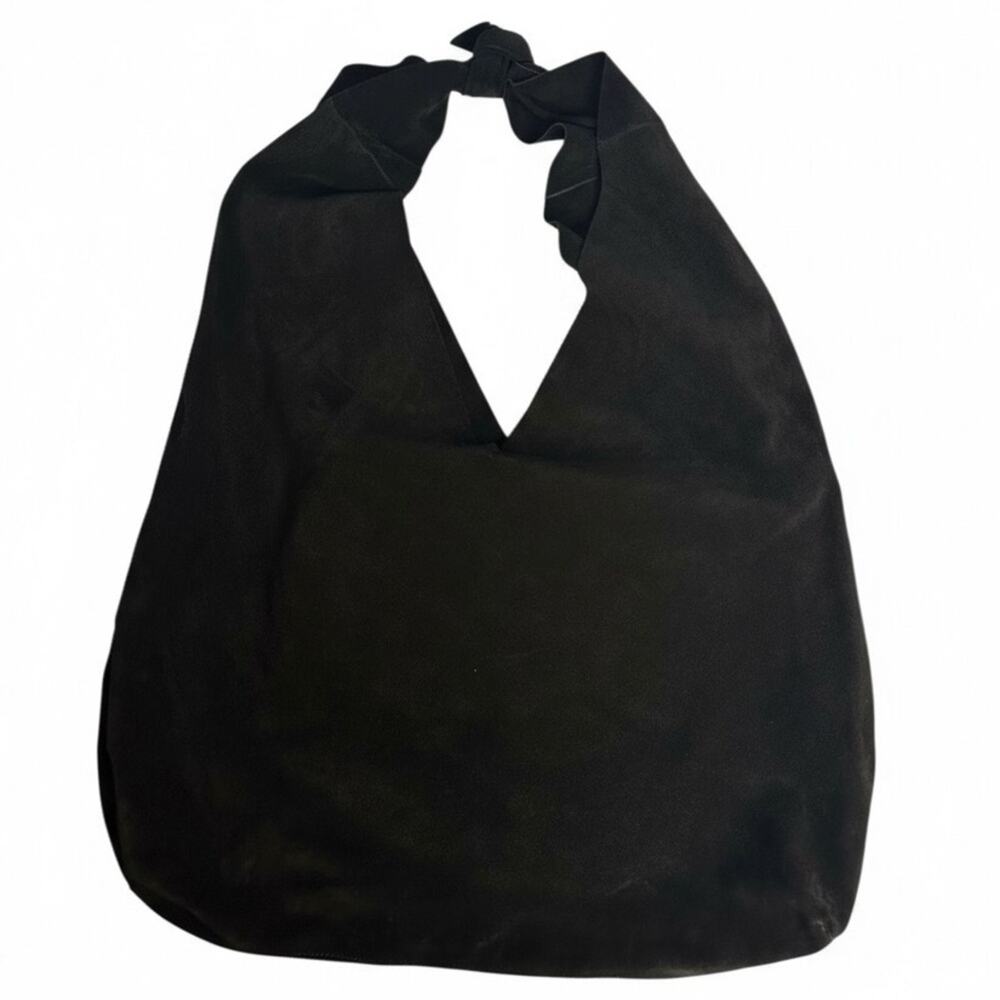 The Row Suede Bindle Bag Black Slouchy Sack Knotted Shoulder Strap Authentic - Picture 4 of 14